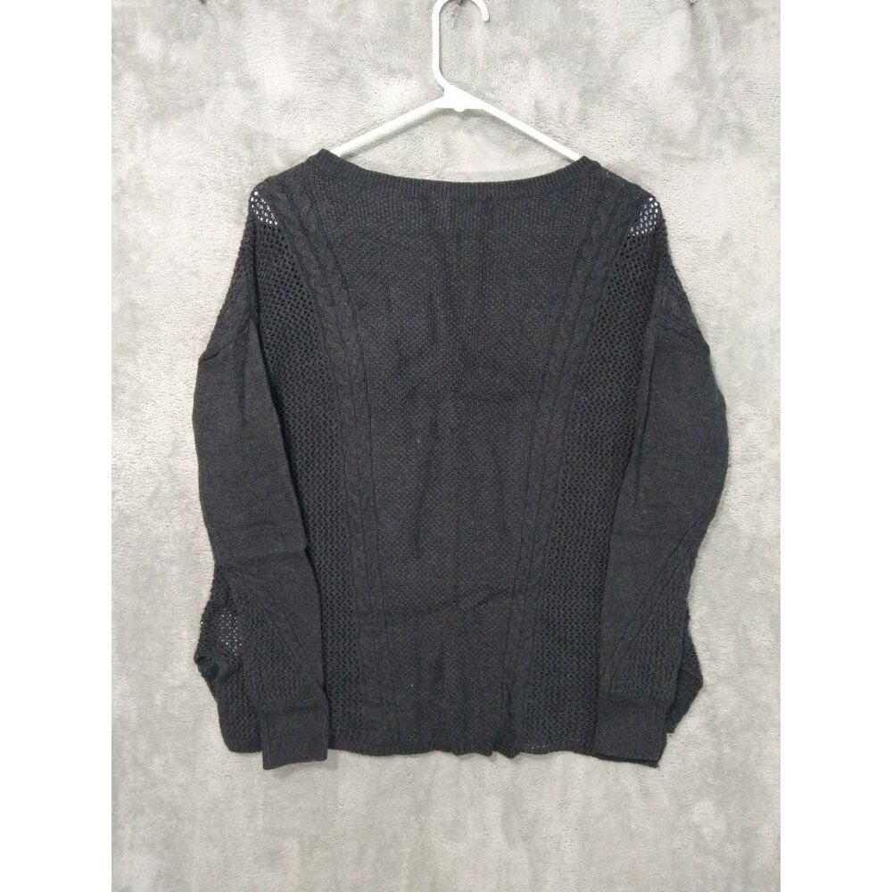 American Eagle Sweater Womens Small Gray Wool Blend Cable Knit Pullover Boho - Picture 2 of 7